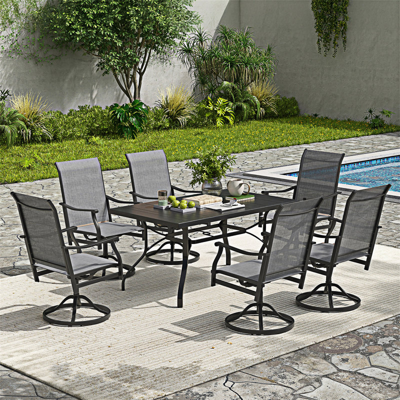 Ensemble de 2 chaises de salle à manger pivotantes pour l'extérieur 360 °, Gris foncé