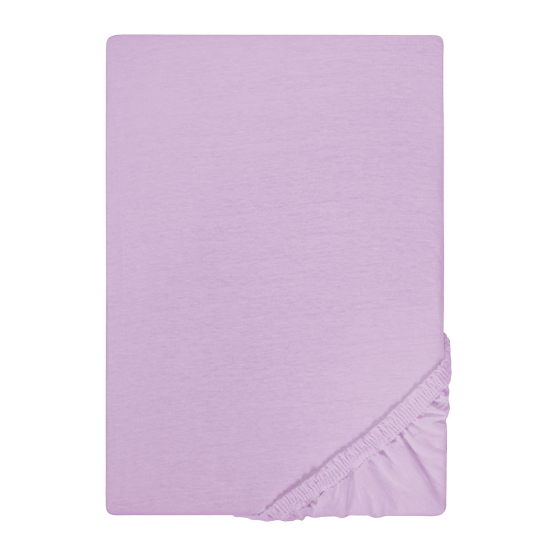 100% Cotton Jersey Knit Fitted Sheet, Violet, 140-160 x 200 cm