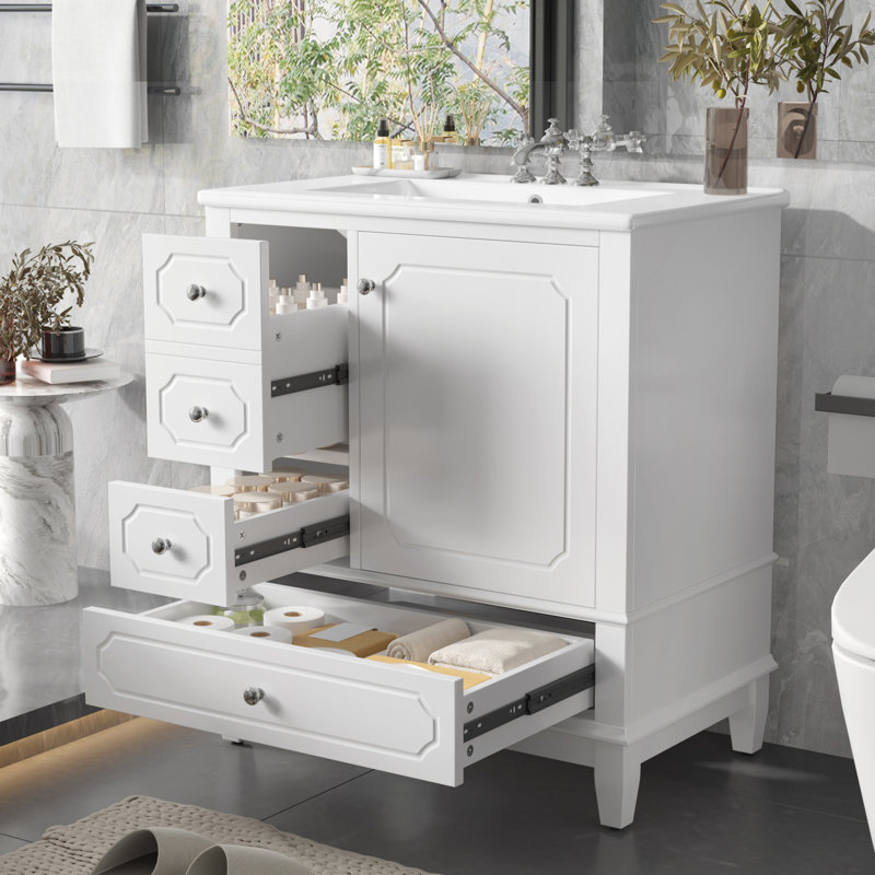 Vaimi 30" Bathroom Vanity With Sink, White