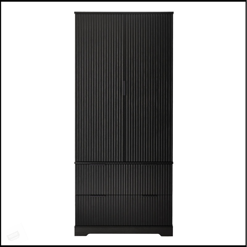 Armoire de cuisine moderne cannelée avec grands tiroirs, support à épices à 8 portes et conception autoportante pour un rangement polyvalent