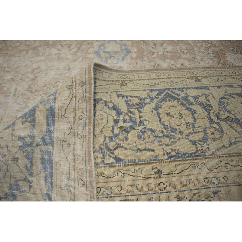 Tapis unique en laine noué à la main de style années 1950 de 9 pi 8 po x 13 pi 2 po Atlantis - rouge / bleu