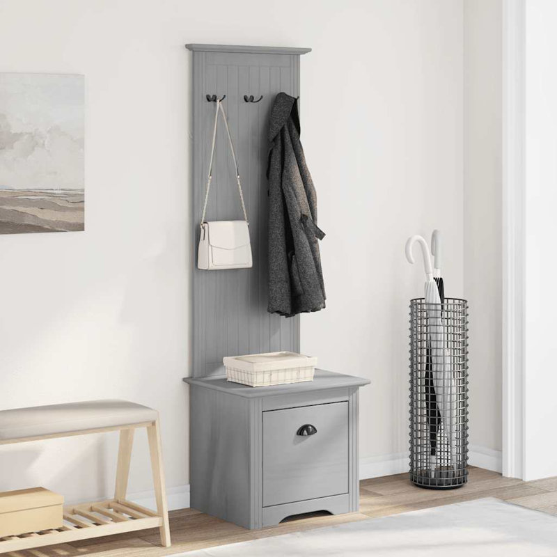 Hallway Cabinet With Hooks BODO 50X40x157 Cm, Grey