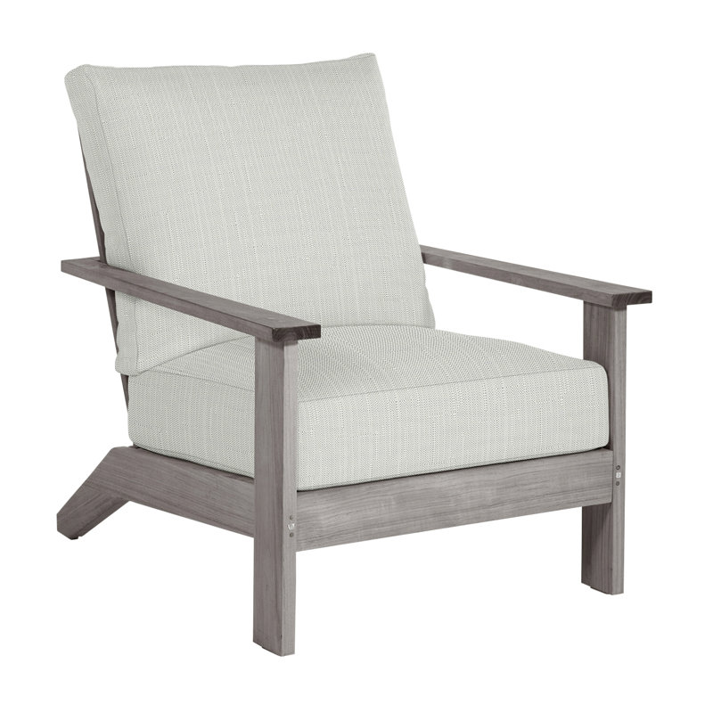 Ashland Teak Lounge - Huître, Pas de soudure, Sunbrella® argent Verona, Huître teck