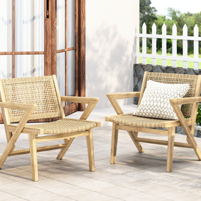 Chaises d'extérieur brunes - et 2 chaises transitionnelles en bois (de 2)