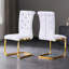 Ensemble de 2 chaises d'appoint gaufrées en alligator rétro au fini blanc avec capitonnage à boutons en cristal et pieds dorés