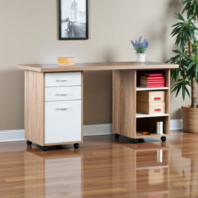 Kenner 3-Pc Modular Writing Desk Set With 3 Shelves and 3 Drawers, 29.54" H X 57.4'' W X 23.2'' D