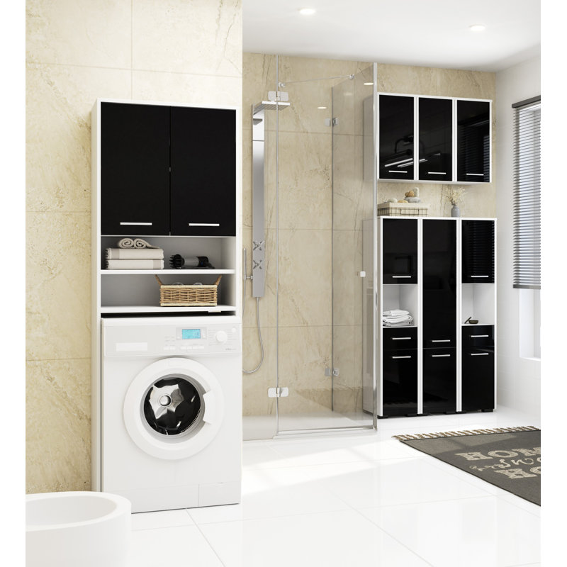Elfgund Bathroom Cabinet, White/Black Gloss