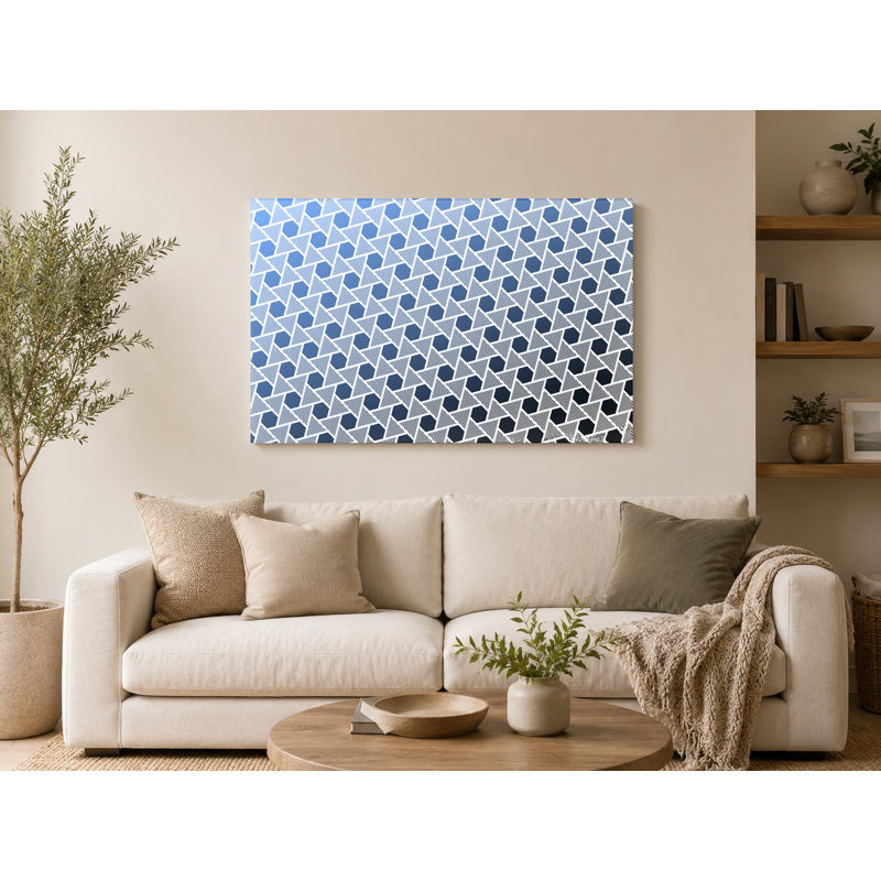 «Blue Hexagon Gradient», art mural sur toile, 36" W x 24" H