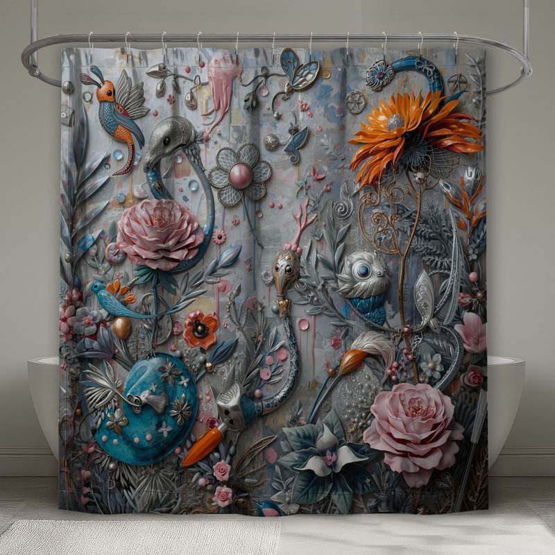 Rideau de douche Floral Birds Fantasy, L 70 po x H 72 po