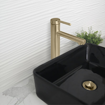 Stylish Single-Handle 11" Brushed Gold Vessel Bathroom Faucet