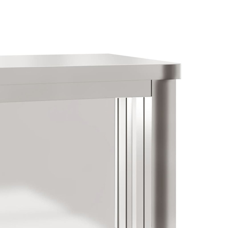 Callison Silver Stainless Steel Accent Cabinet, 92cm H x 46cm W x 40cm D