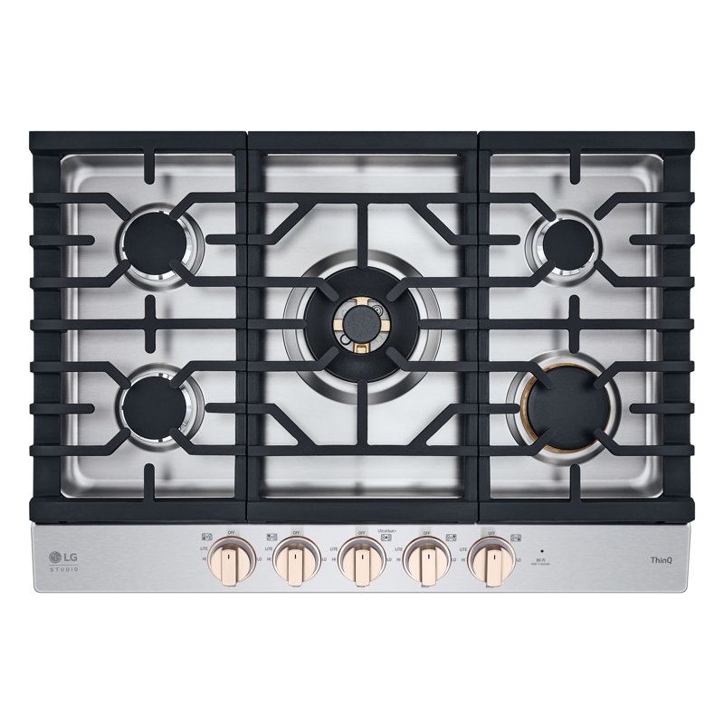 30" Natural Gas Cooktop with 5 Burners, Essence White