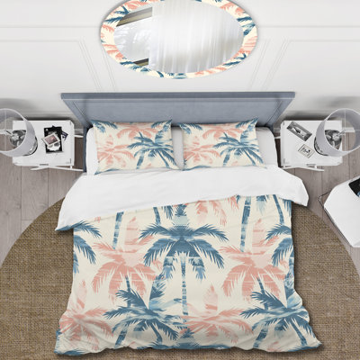 Ensemble de housse de couette rose et bleu tropical