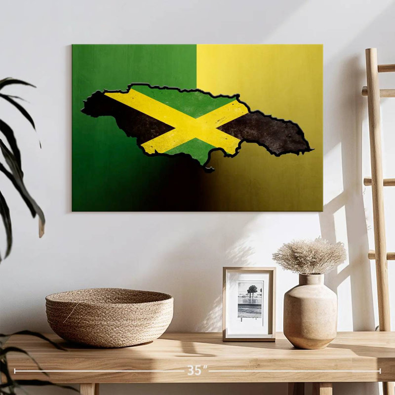 Drapeau de la Jamaïque sur toile, H 16 po x l 24 po x P 1,25 po
