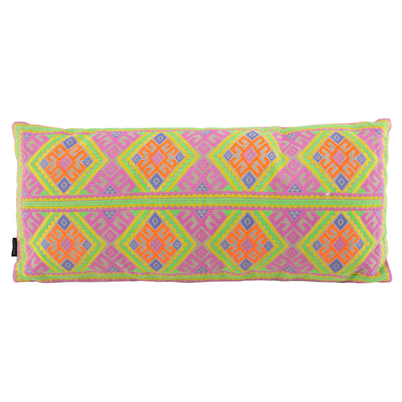 Lulu Embroidered Linen Reversible Throw Pillow
