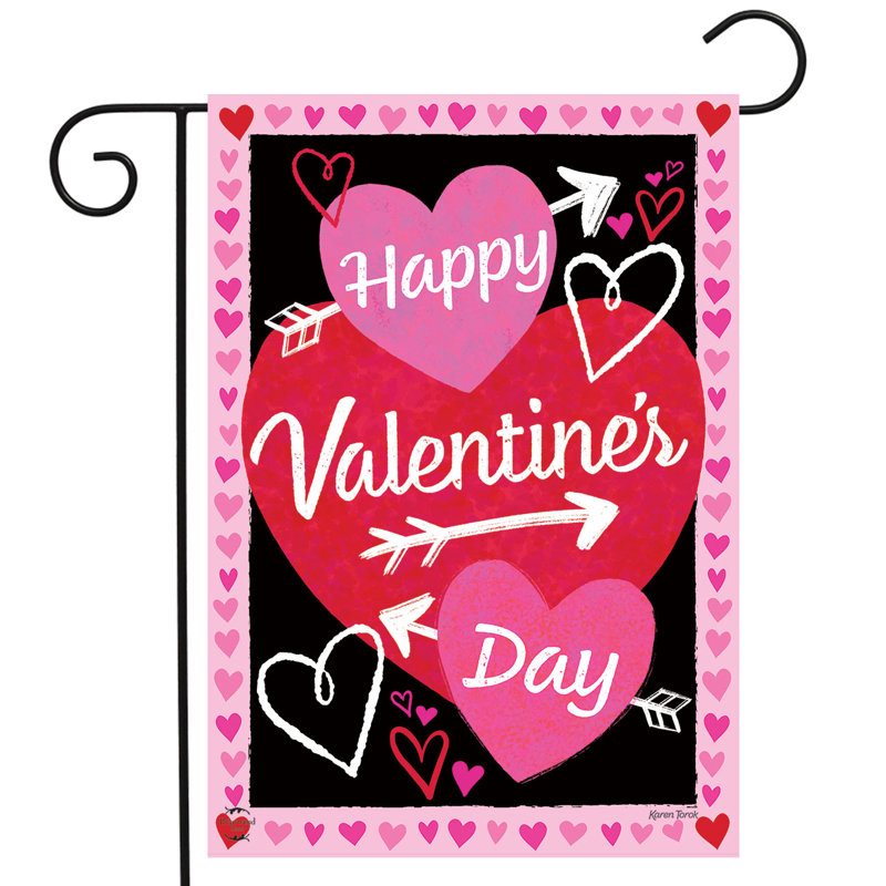Drapeau de jardin Cupid's Hearts, Rose/noir