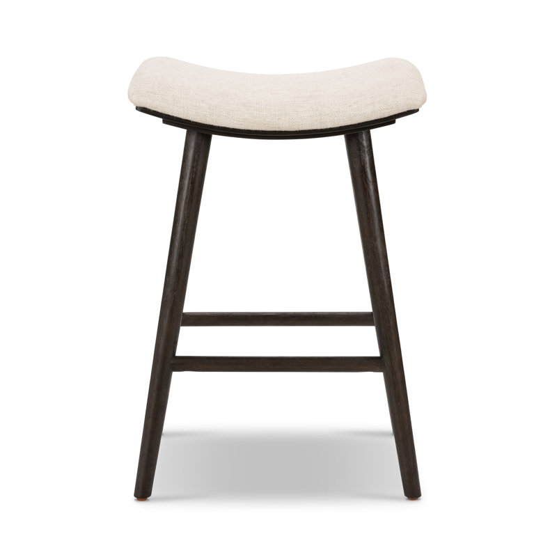 Union Wallis Belfast Solid Wood Stool, Counter Stool (26" Seat Height), Rayon/Viscose - Essence Natural/Black Parawood