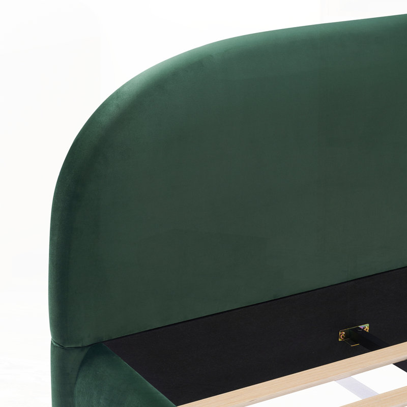 Lit moelleux en velours clair de luxe clair, Très grand lit, Vert