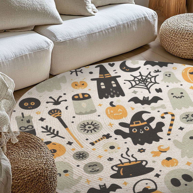 Tapis tressé Creepy Fright Fest, Rond 5 pi
