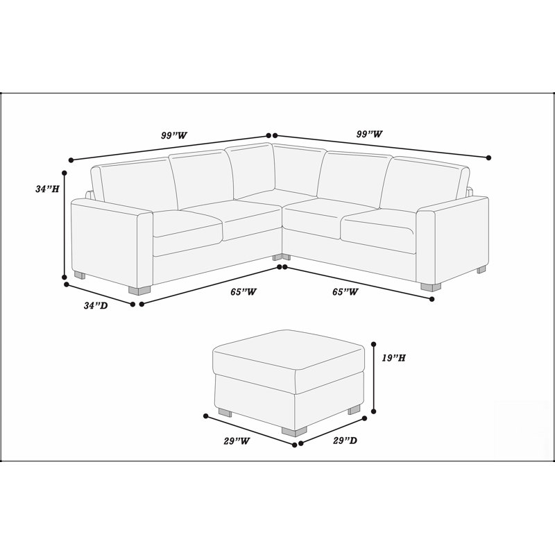 Ensemble modulaire 4 pièces avec velours côtelé géant, coussins amovibles et repose-pieds polyvalent pour une vie confortable