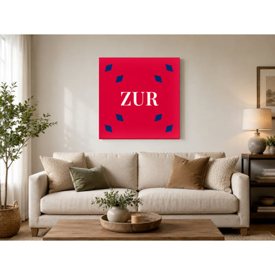 Zurich World City Luxury Diamond Monogram — Blue Red White — Canvas Wall Art