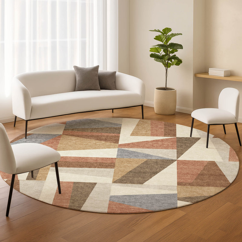 Machine Washable Indoor/Outdoor Chantille ACN2327 Geometric Rug, Round 8'