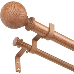 Tringle à rideaux double en bois pour fenêtres 36 à 88: Tringle à rideaux double Boho