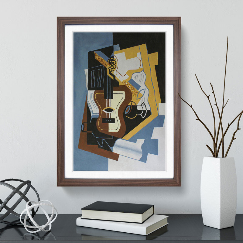 Guitar with Clarinet by Juan Gris - Framed Print, Walnut Framed, 65cm H x 48cm W x 2cm D