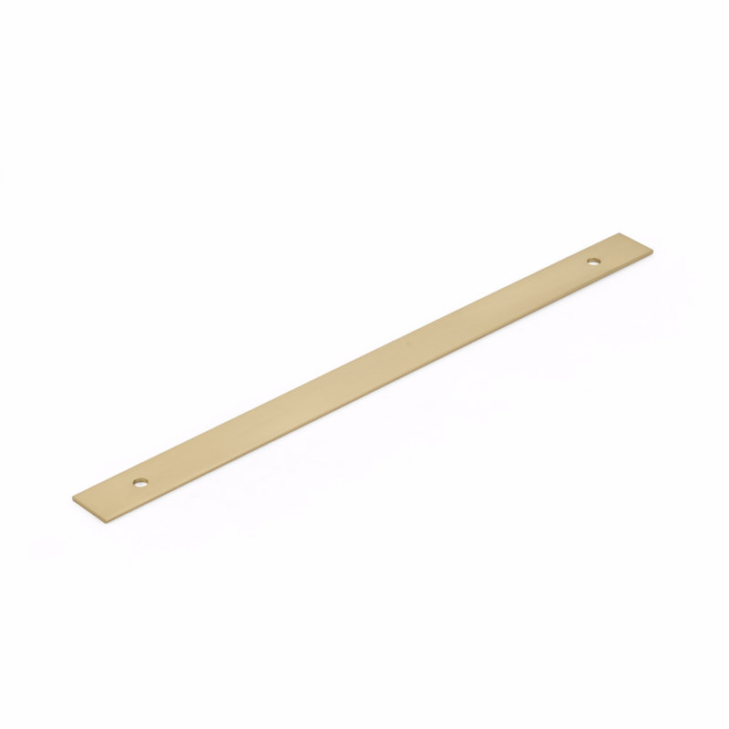 Pub House Pull Backplate, Signature Satin Brass, 13" H x 0.75" W