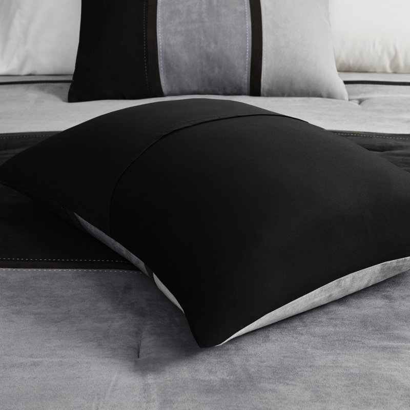 Literie en faux suède pour très grand lit - 7 pièces en microfibre noire douce et confortable, Noir