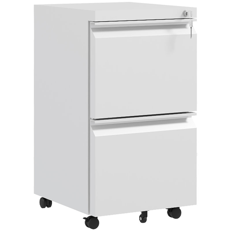 Milayna 2-Drawer Mobile Filing Cabinet Metal Lockable Cabinet, White