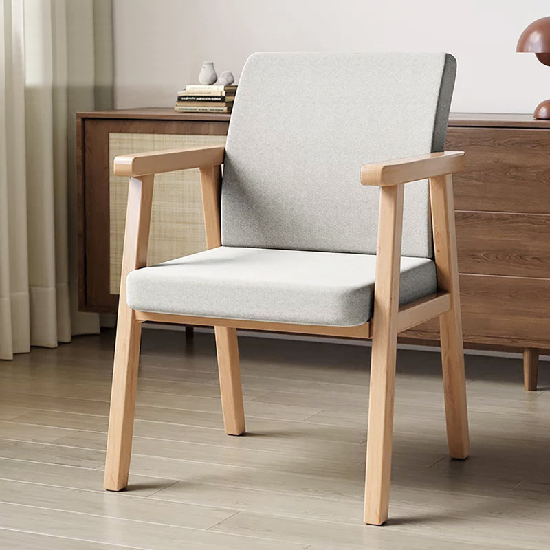 Upholstered Solid Wood Dining Chair Accent Chair Classic Armchair Reading Chair, 2