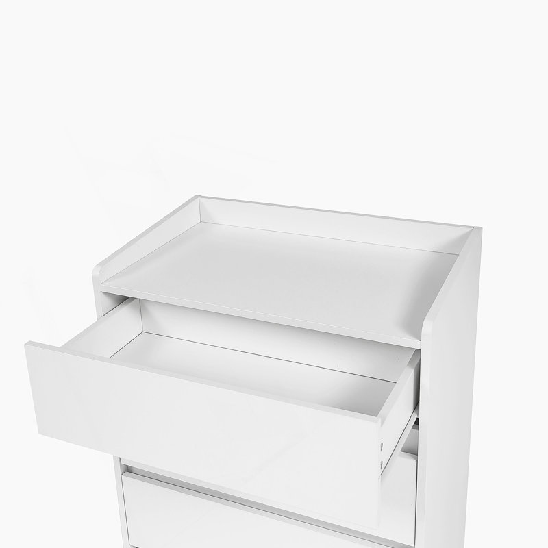 Commode 4 tiroirs, commode sans poignée, commode blanche pour chambre à coucher 100% imperméable