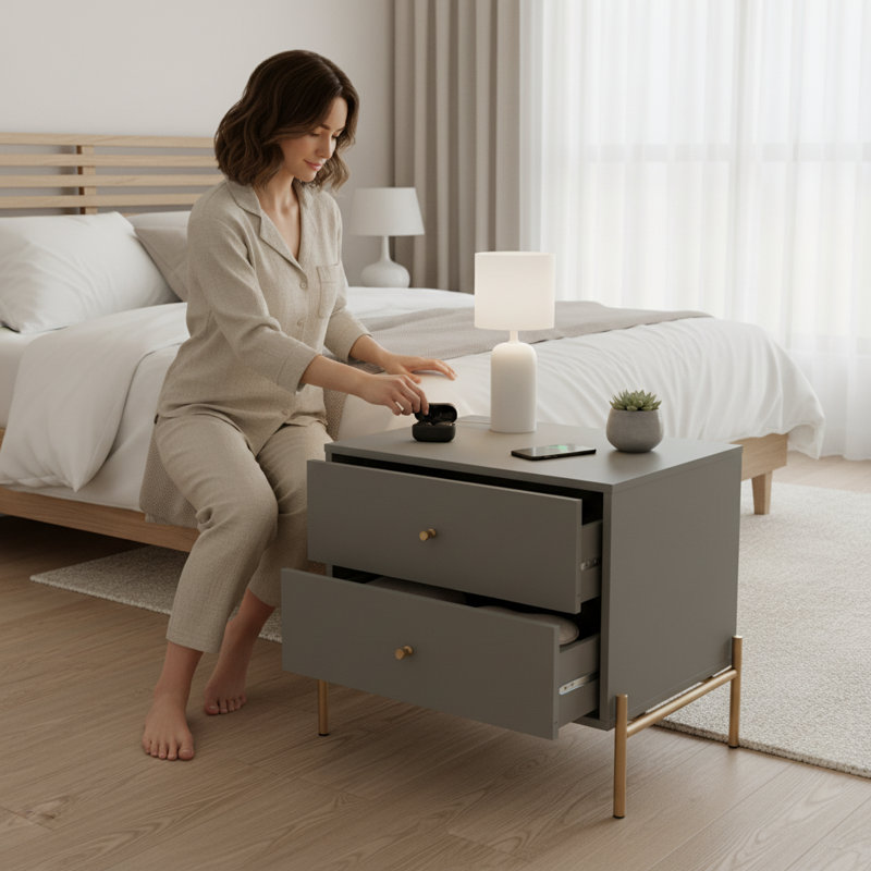 Table de chevet moderne 25 po Jasper, Gris