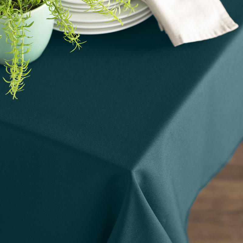 Rectangular Stain-Resistant Polyester Tablecloth - Basics by Wayfair™, Dark Teal, 126" x 60"