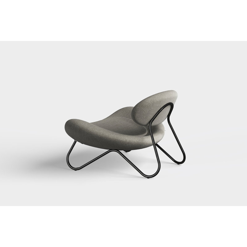 Meadow Lounge Chair, Black Painted Steel Frame, Brushed Stainless Steel, Natural Polyester Blend