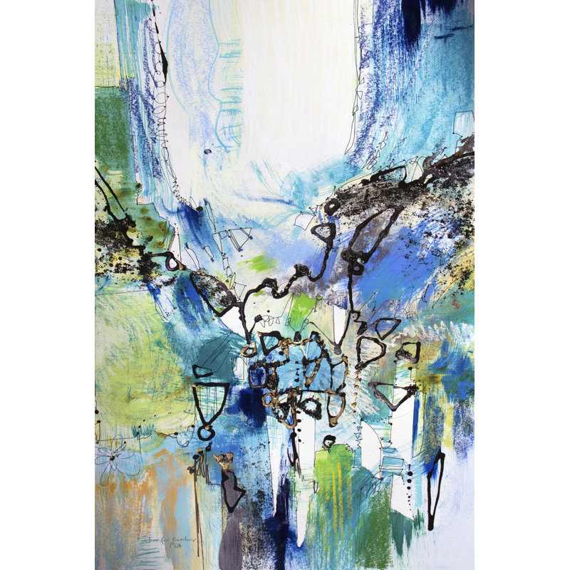 Blue And Green III by Jennifer Gardner - Wrapped Canvas Painting, 76cm H x 51cm W