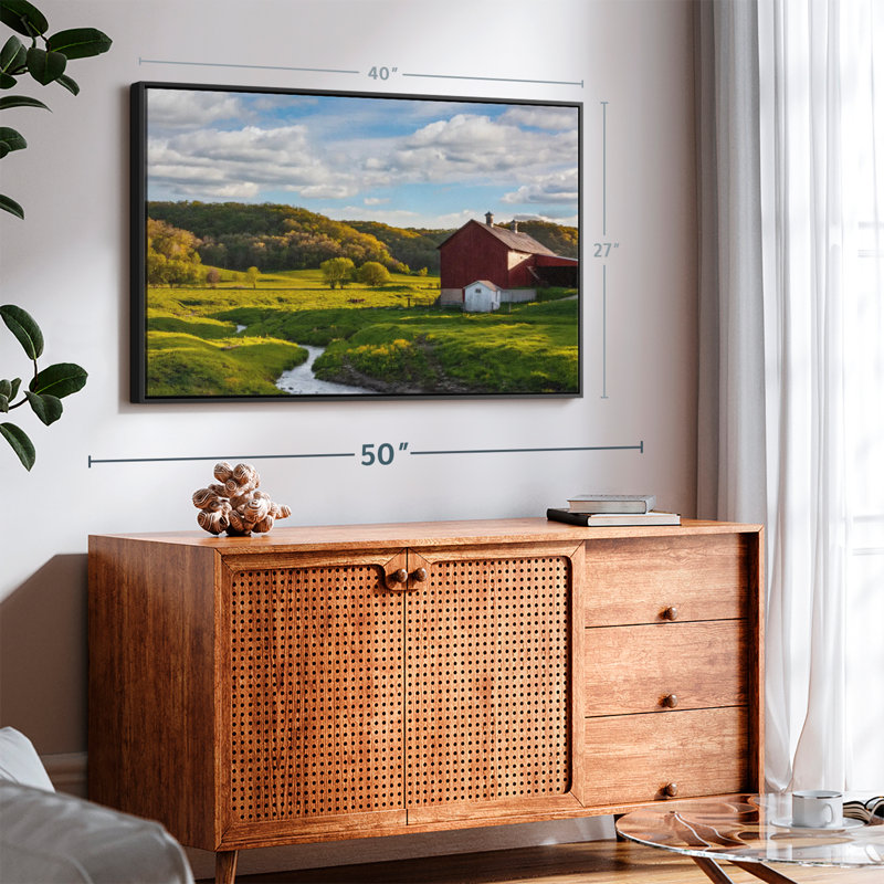 Nature «Green Fields Red Barn Wall Art», H 27 po x l 40 po