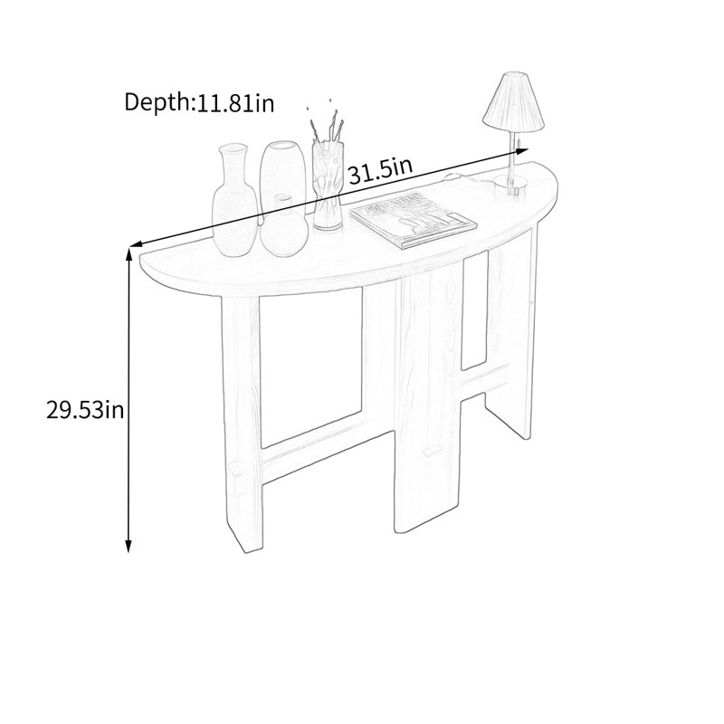 Console moderne en bois de pin, 29,53 po H x 31,5 po L x 11,81 po P, Bois naturel