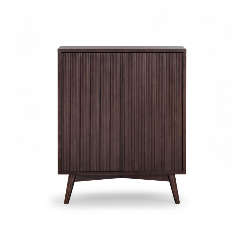 Armoire d'appoint moderne à 2 portes avec tablettes réglables et façades cannelées Tremolo, Espresso
