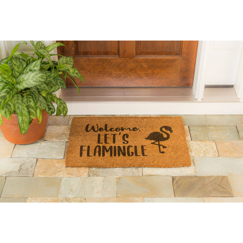 Tapis d'entrée antidérapant Welcome, Let's Flamingle 16 po x 28 po