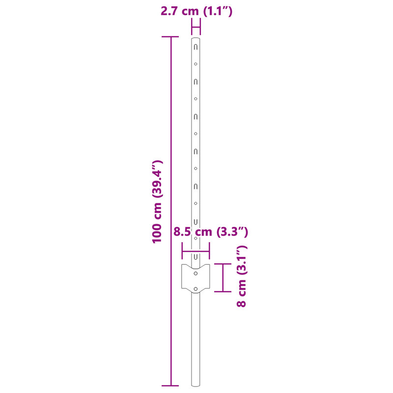 Fence Posts 5 Pcs U-Channel Steel, 60cm H x 8.5cm W, Green
