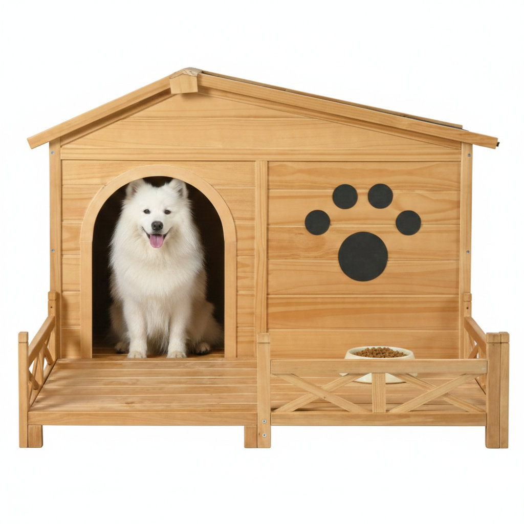 Outdoor Dog Crate Ideas Cabin Reference: August Grove 48 Wooden Dog House Outdoor With Porch Dog