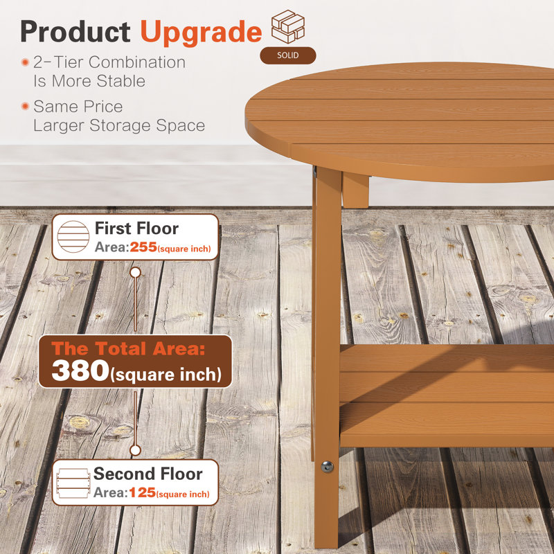 Chaises de foyer d'extérieur toutes saisons en plastique Adirondack HiPS, Teck