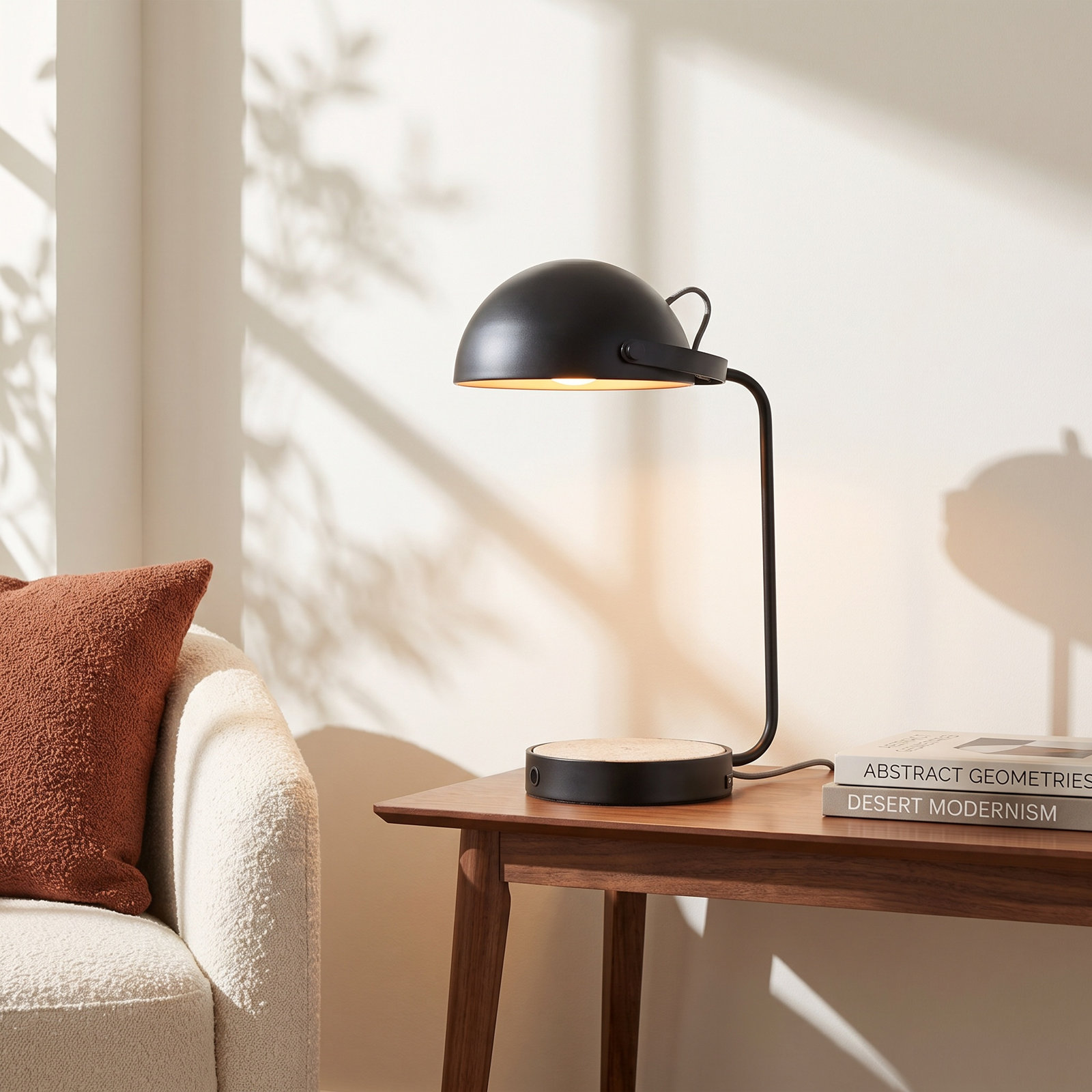 Ramona Desk Lamp, Black, Black/Beige