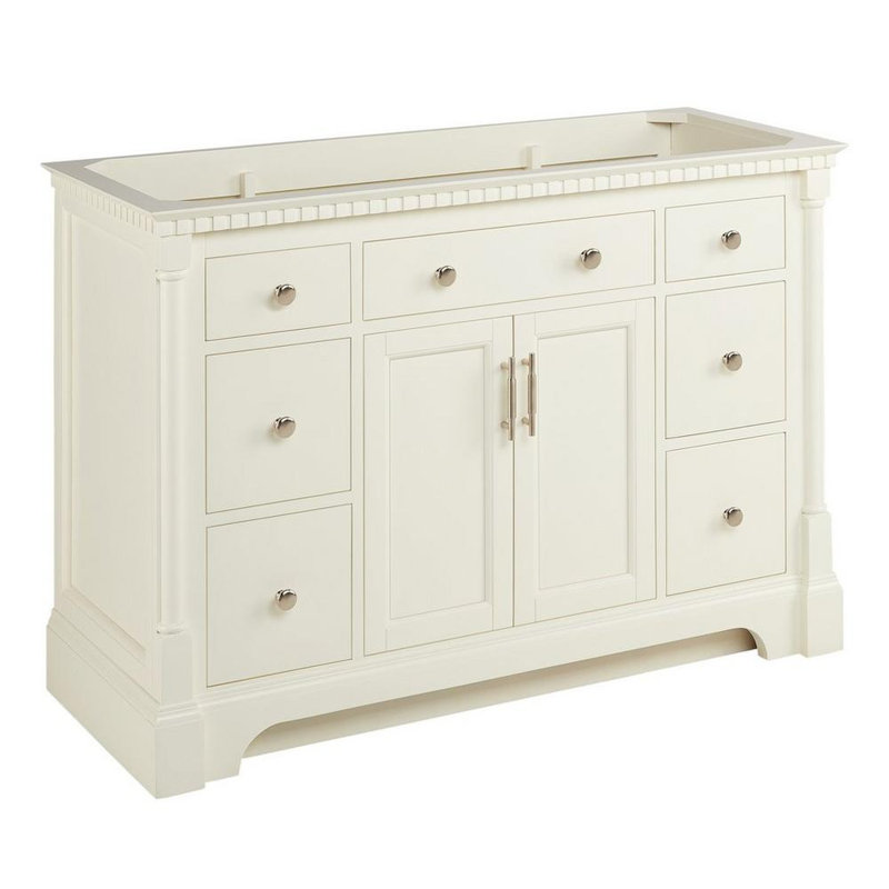 Claudia 48" Mahogany Single Basin Vanity Set with Cabinet, Vanity Top, Feathered White Quartz, White, 8" Widespread