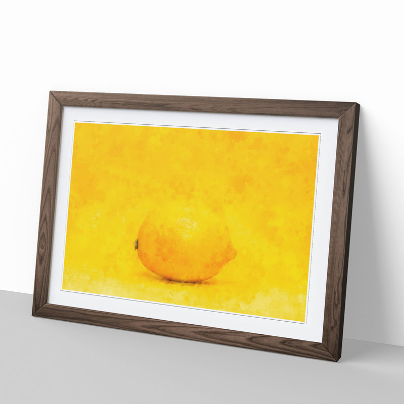 Lemon Yellow - Picture Frame Painting, 27cm H x 36cm W x 2cm D, Walnut Framed