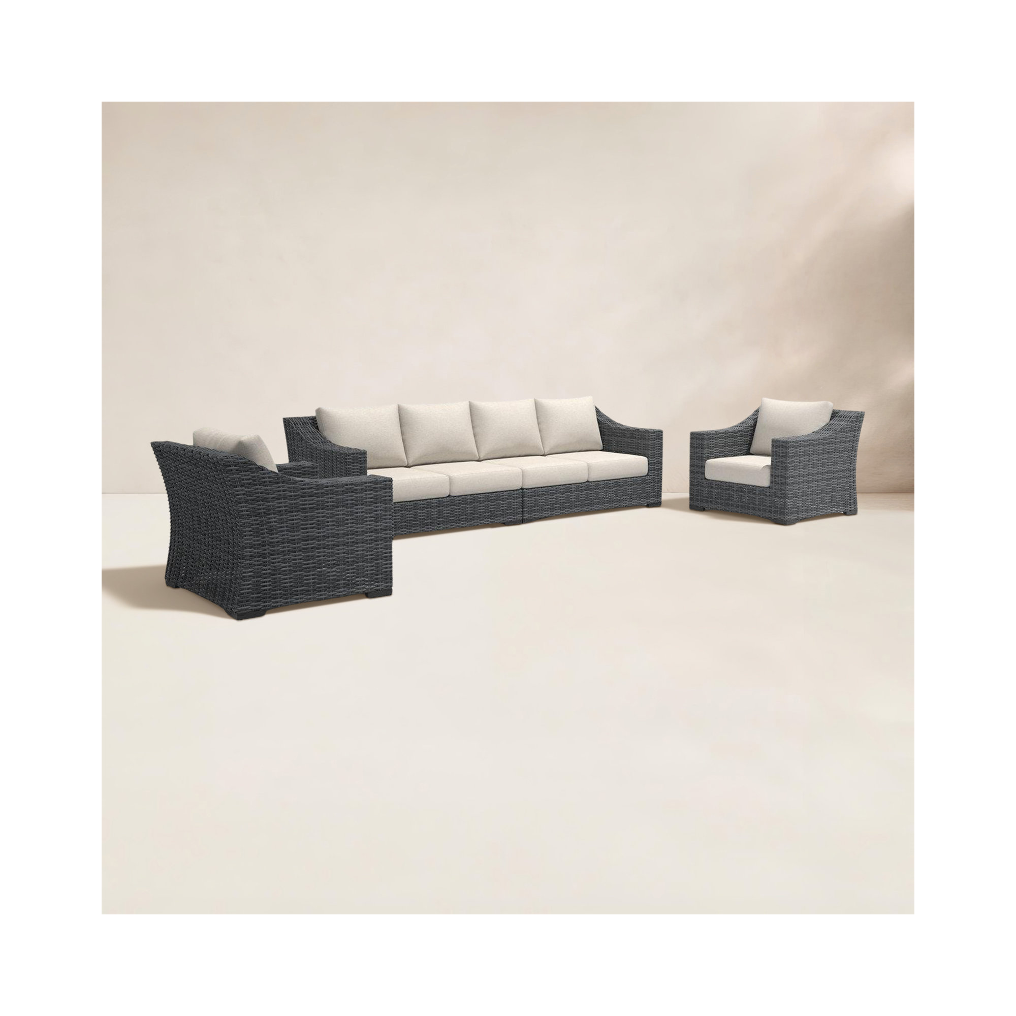 Eloisa Wicker 6 - Person Patio Conversation Set with Cushions, Gray, No