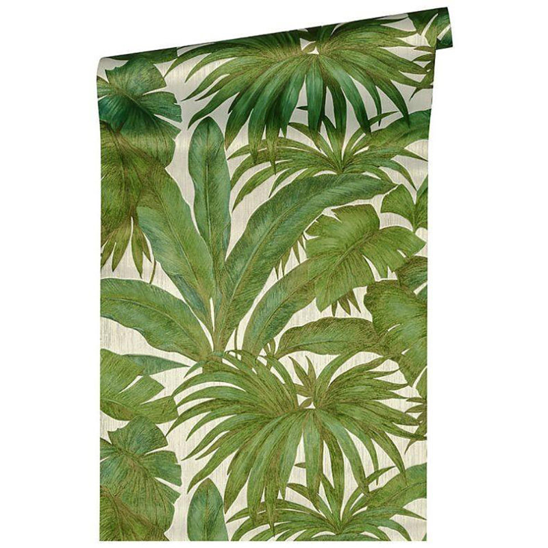 Palm Leaf White Green Wallpaper