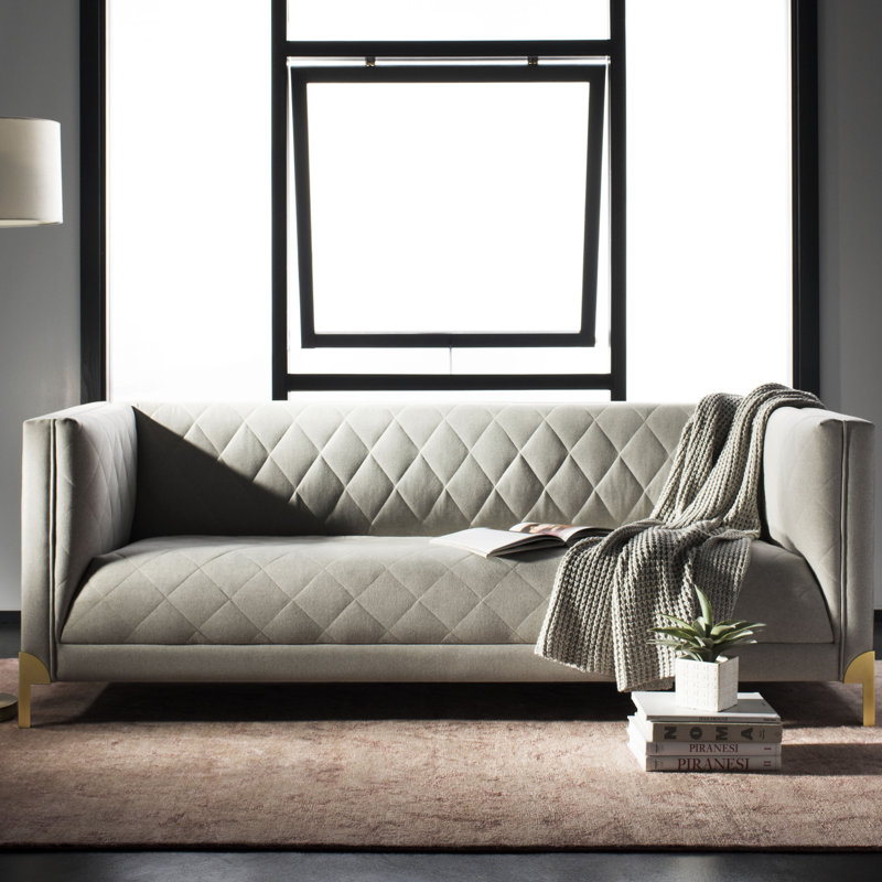 Luanna Upholstered 86'' Sofa, Light Gray Polyester